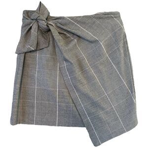 Who What Wear Skirt Womens 8 Wrap Plaid Black Asymmetrical Clueless Prep Ivy